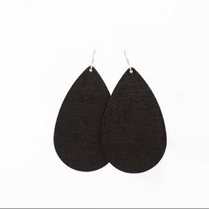 Nickel and Suede Black Cork Earrings